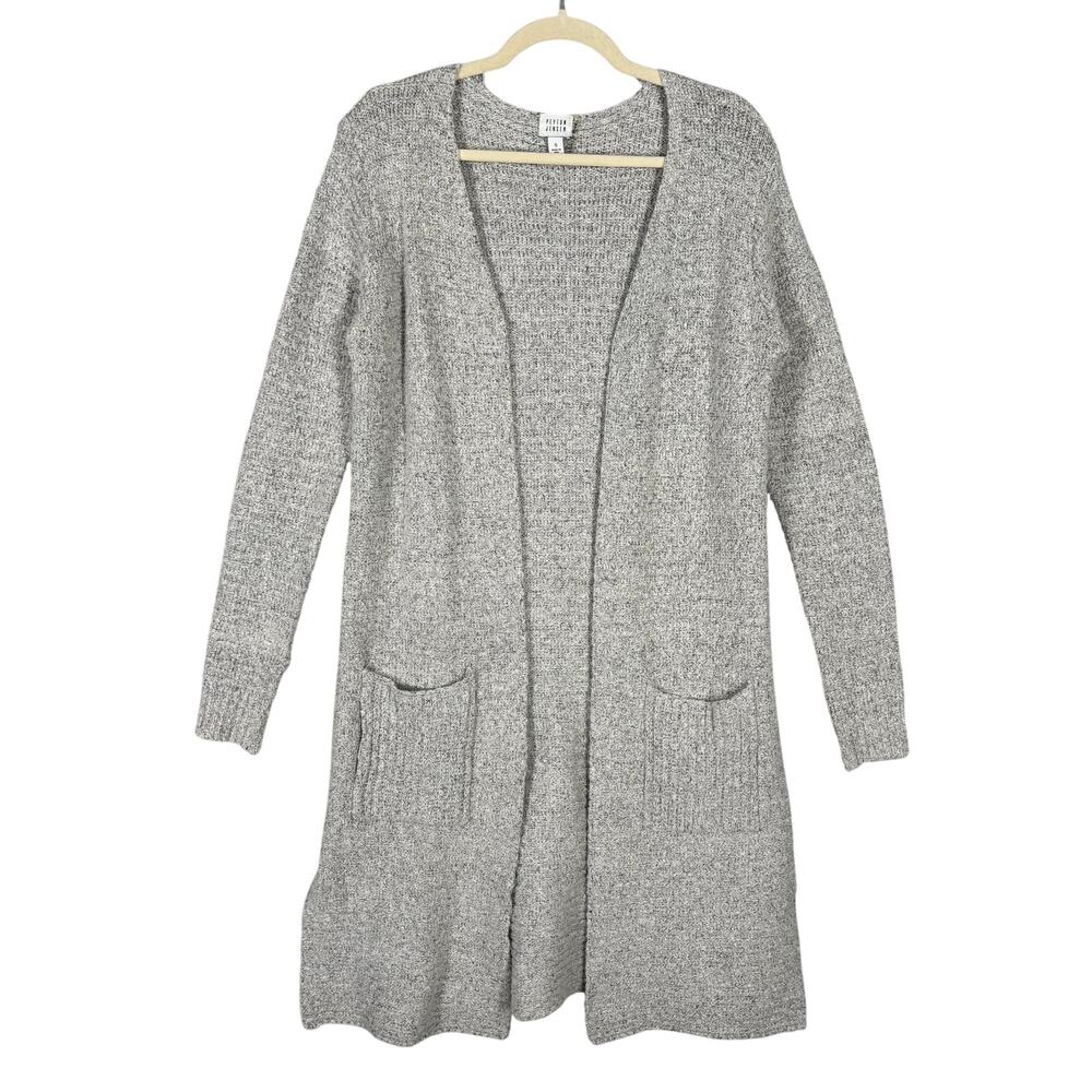Peyton Jensen Cardigan Sweater Small Gray Duster Chunky Long Lounge Cozy Comfy